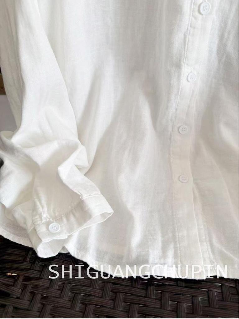 Light-Colored Japanese-Style Cotton Gauze Shirt for Women - Spring Edition