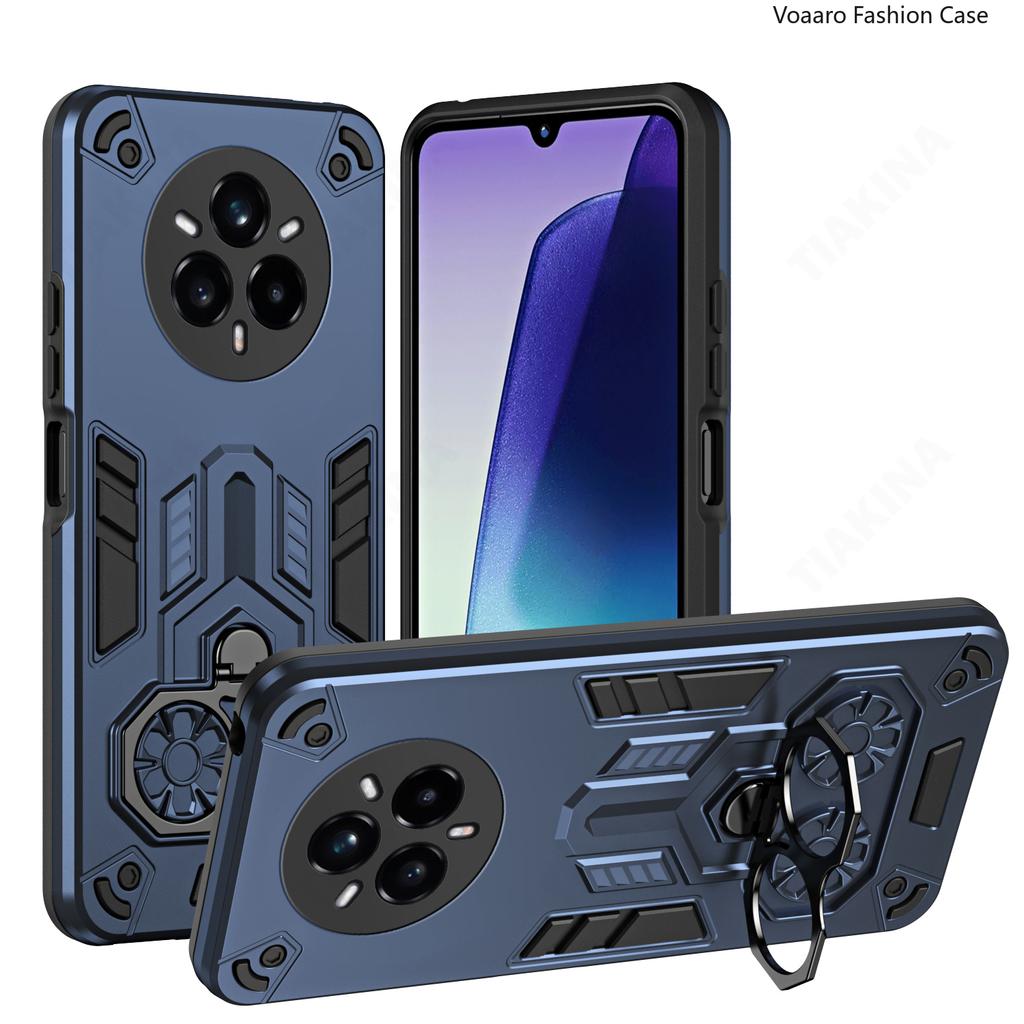 Dual Finger Ring Armor Cover for OPPO Realme 14 Pro Plus Case for Realme 14 Pro Rotate Metal Bracket Kickstand Holder Case Capa