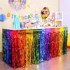 Colorful Rainbow Wavy Skirt Metallic Foil Tinsel 75*275cm Graduation Ceremony Dress Dress Tablecloths Halloween Christmas Day