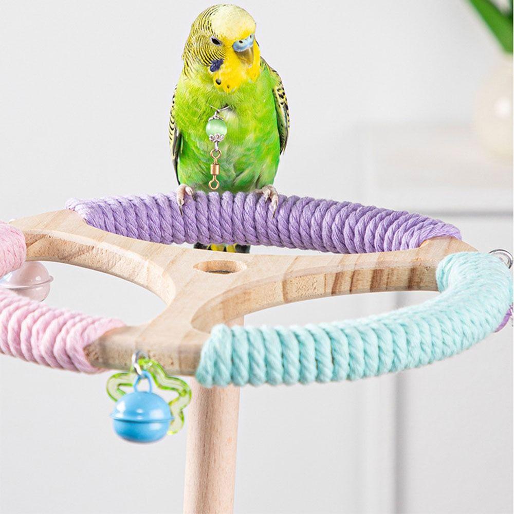 Solid Wood Wood Bird Training Stand Detachable Birds Grinding Perch Holder  Cockatoos