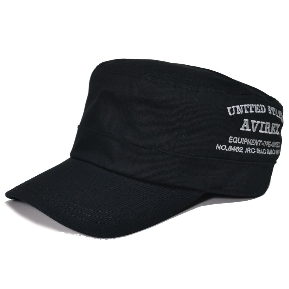 AVIREX Cotton Embroidered Work Simple Style Size Black and Cap, (Regular (Approx. 57-59cm), White)