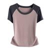 Raglan Short Sleeve Color Block T-Shirt Plus Size Loose Slim Crop Top For Summer Versatile Breathable Soft Material Flattering Slim Women Top