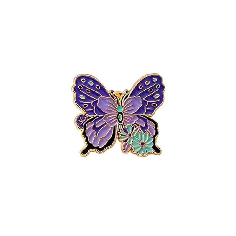 Creative Cartoon Flower Colorful Butterfly Shape Animal Brooch Fashionable Versatile Corsage Niche Personalized Alloy Badge