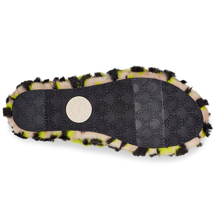 UGG Fluff Yeah Stoff Tierprint Plüsch Slide Sandalen Damen Sandalen Limette 1127073-KLM