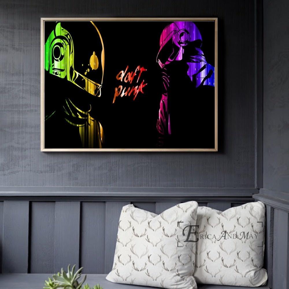 Daft Punk hjälmmask Musikaffisch och tryck Canvaskonstmålning Väggbilder för vardagsrumsdekoration Heminredning Ingen inramad