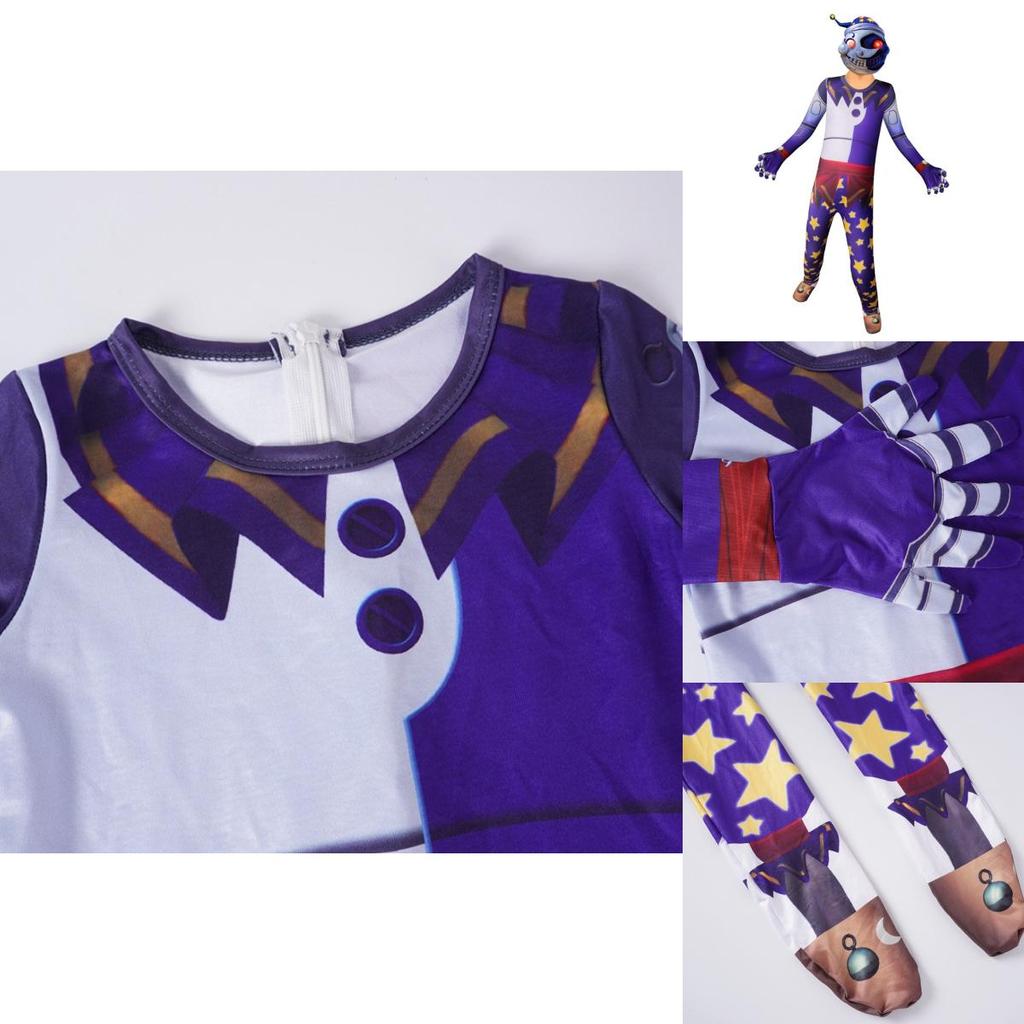 Sundrop Fnaf Clown Cosplay Clothing Boys Girls Bodysuit Mask Party Jumpsuit Perfect For Halloween Cosplay And Parties