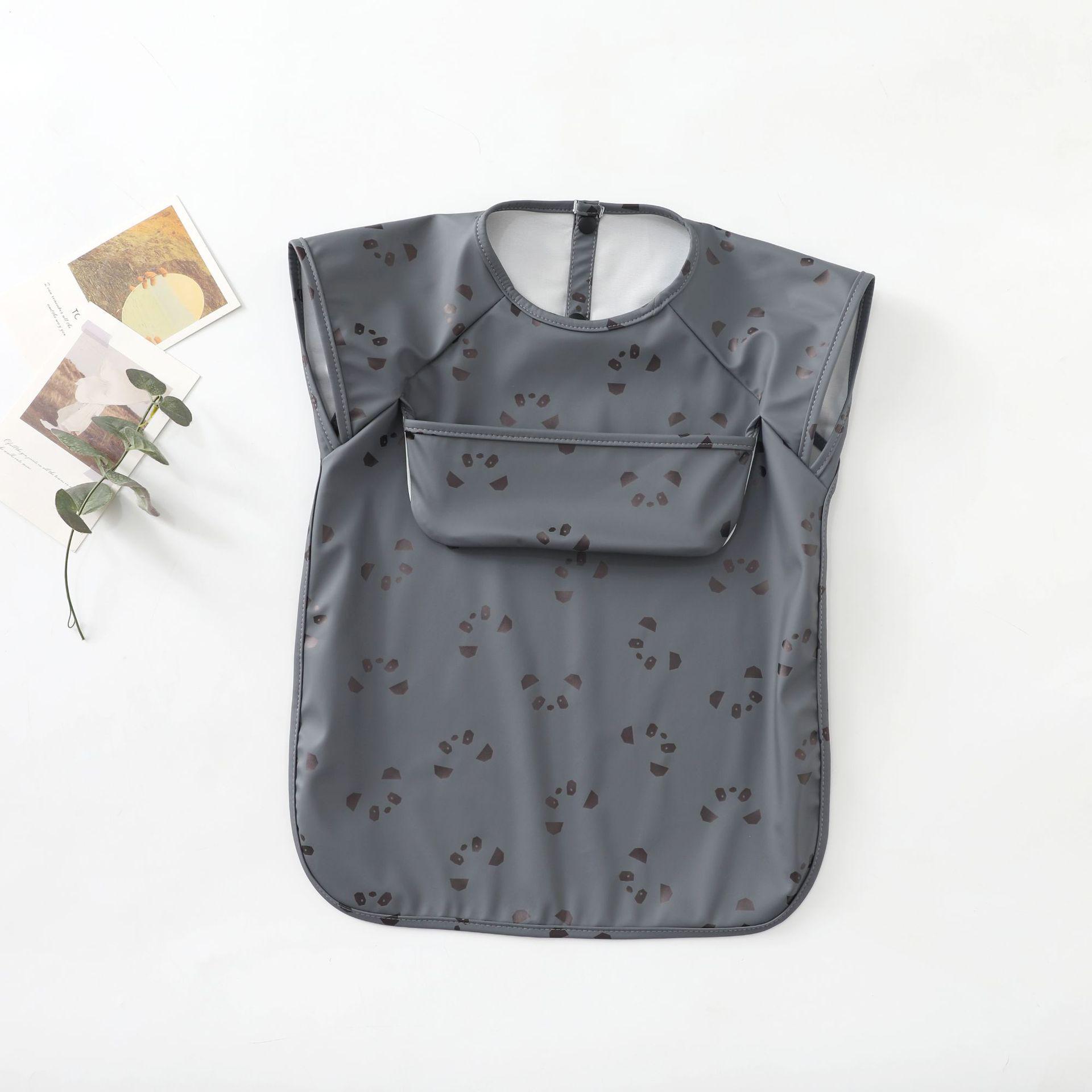 

Двусторонняя водонепроницаемая рубашка из искусственной кожи для кормления ребенка с карманом для риса - короткие рукава, защита от пятен 24-36 months