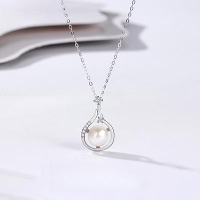 Colier de perle de apă dulce pentru femei, vară retro, complet cu diamant, stil simplu de mamă, lanț de claviculă, nișă, pandantiv geometric la modă