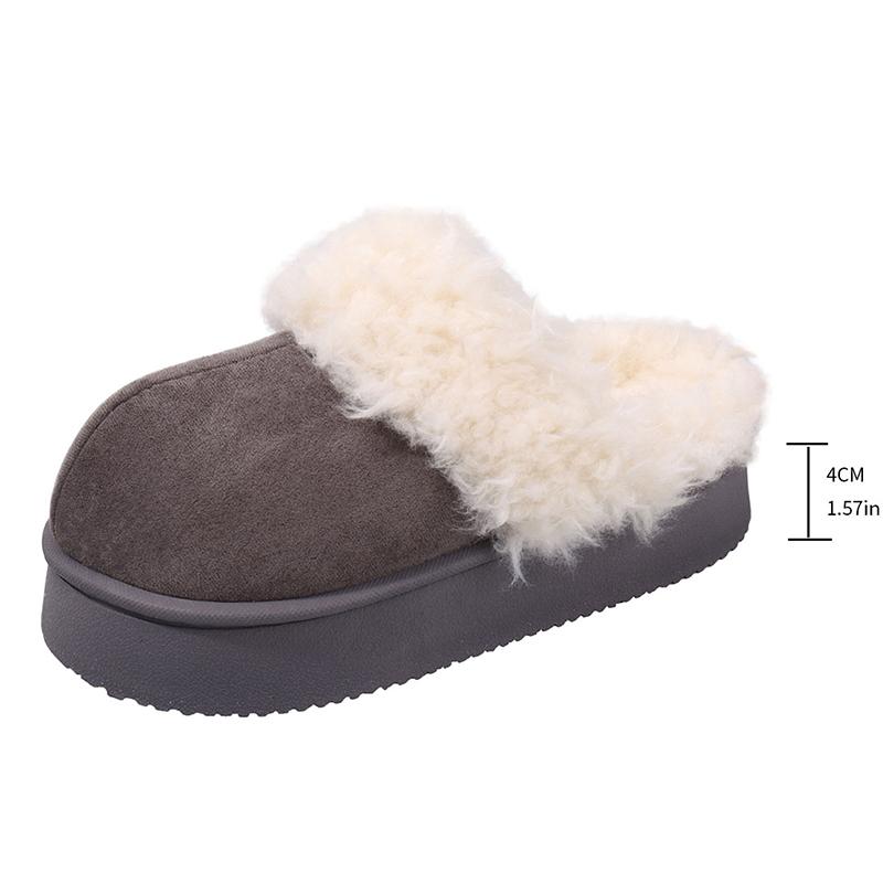 Fashion 2025 New Thick Sole Fluffy Slippers Women Outdoor Non Slip Warm Winter Slippers Woman Comfortable Slip On Cotton Shoes Female