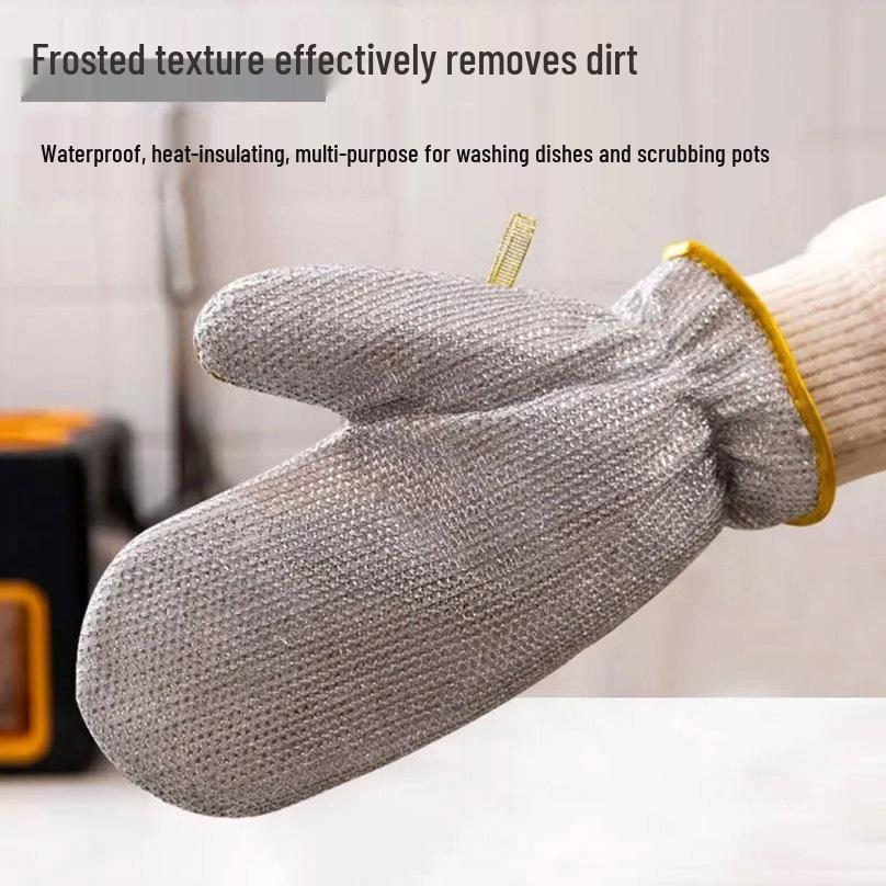 Durable Waterproof Women's Dishwashing Gloves - Steel Wire, Oil-Proof, Wear-Resistant for Multifunctional Kitchen Cleaning Tasks