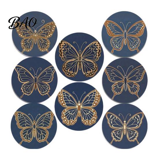 Furniture Protection Coaster 8PCS Coasters, Colorful Wood with Non-Slip Heat Insulation Multi-color Pack Waterproof Drink Holder, for Home Office