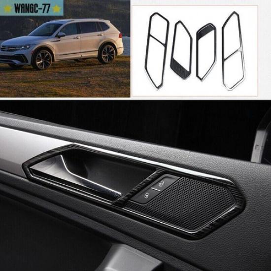 For VW Tiguan 2018- 2024 Black Titanium Inner Door Handle Frame Cover Trim