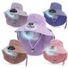 Durable Solar Fan Face Mask Sun Hat 300mA Wide Brim Fisherman's Hat UV Protection Full Wrap Bucket Hat Summer Unisex