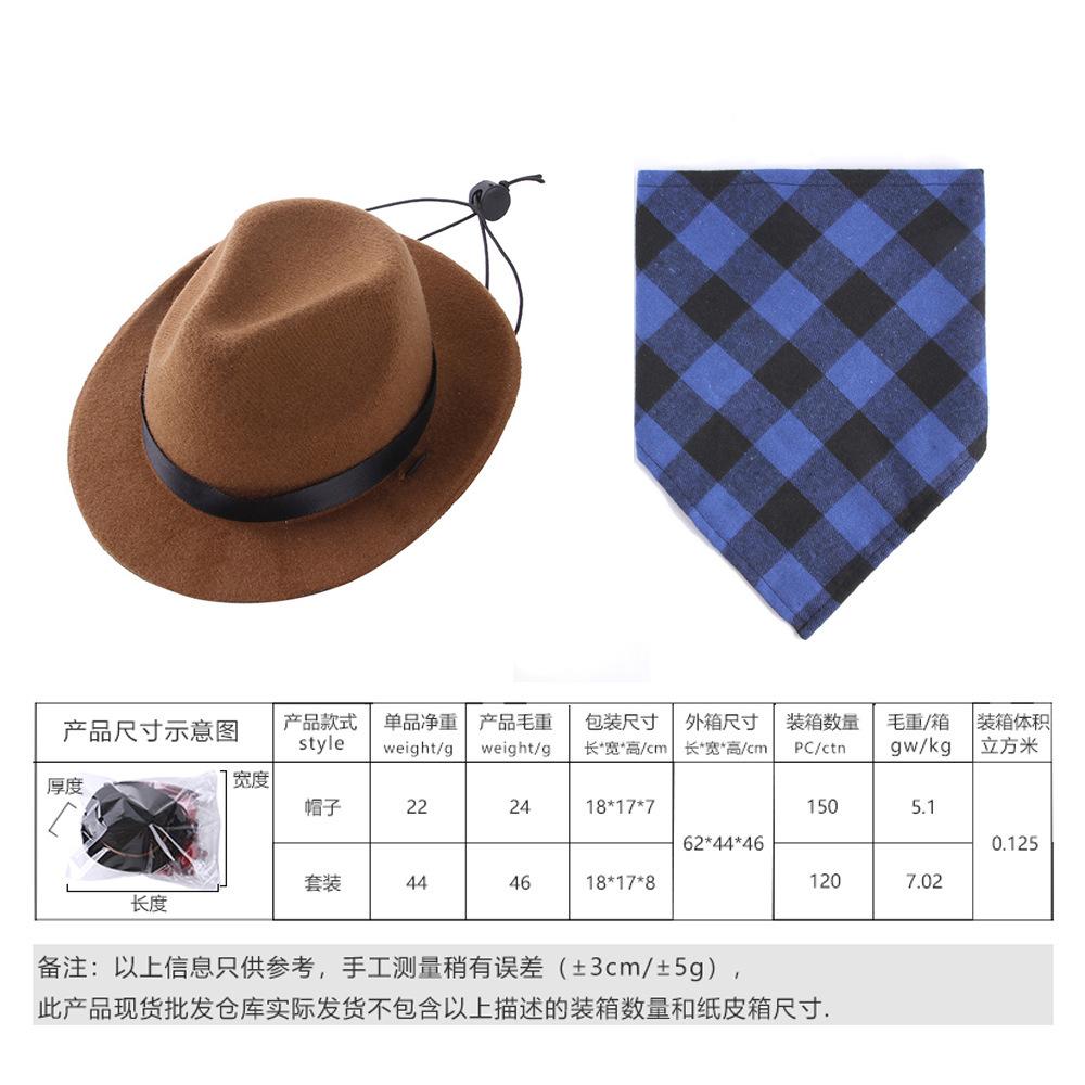 Creative Pet Hat, Dog Cowboy Hat Triangle Towel Set Pet Headgear Cat Dress Up Headgear Cowboy Hat One size