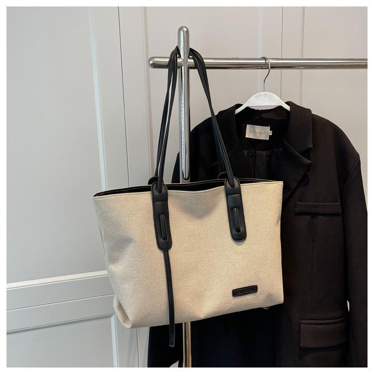 

Young Women s Tote Bag Large Capacity Canvas College Student Book Handbag Women s White Shoulder Bag Fashionable Work Handbag 46cmX27cmX14cm