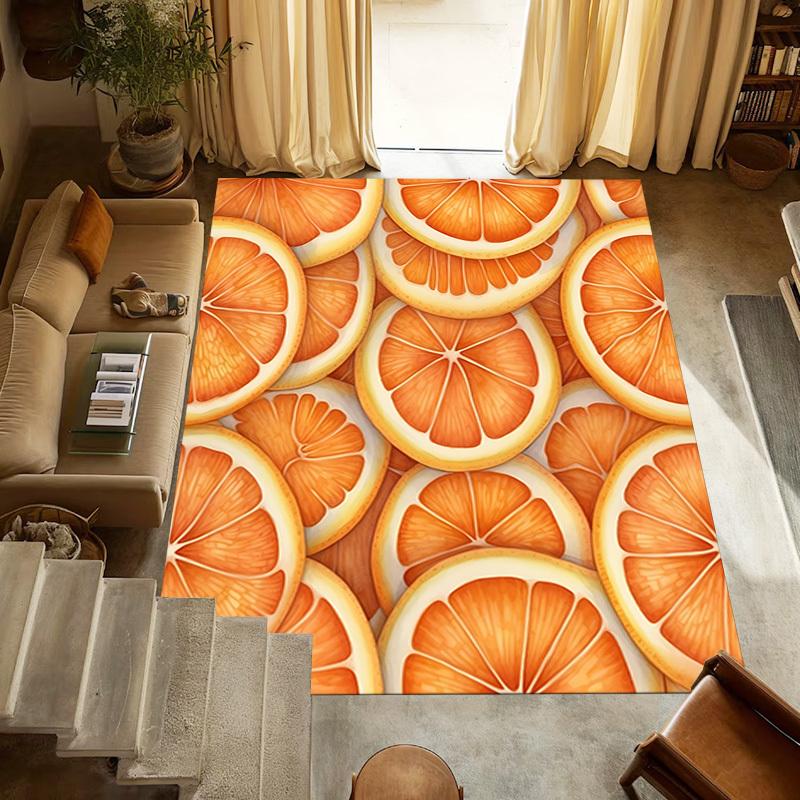 1pc Oranges Pattern Themed Rug for Home Decor, Non-slip Office Carpet, Chair mat, Outdoor Mat, Christmas and Halloween gifts-0731160