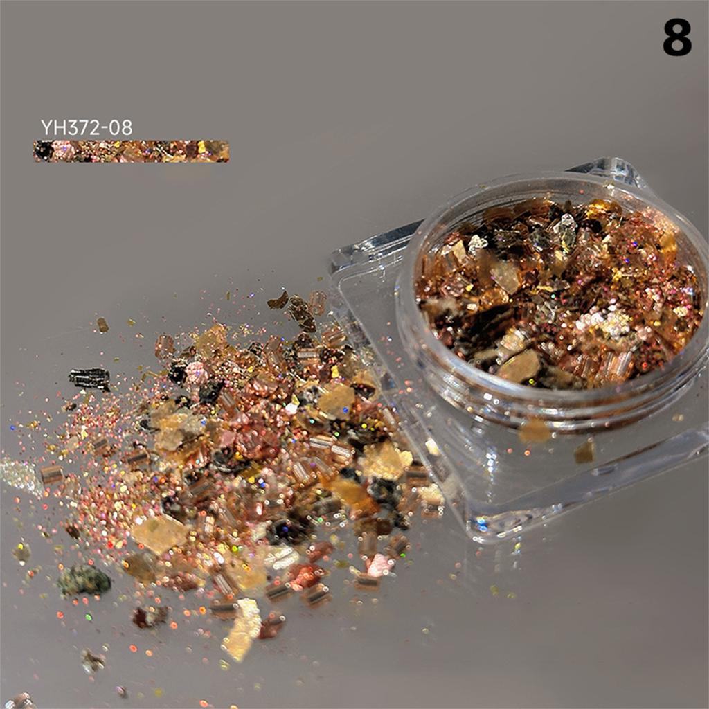 1Box Nail Glitter Powder Silver Glitter Iridescent Flakes Sequins Super Shining Paillette Pigment Dust For Nails Decoration