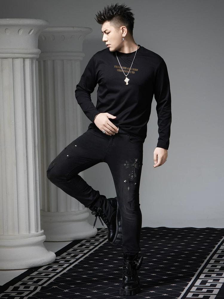 European Station 2025 New Men's Long-Sleeve T-Shirt Trendy Versatile Round-Neck Base Shirt Autumn Fashion Brand Printed Top