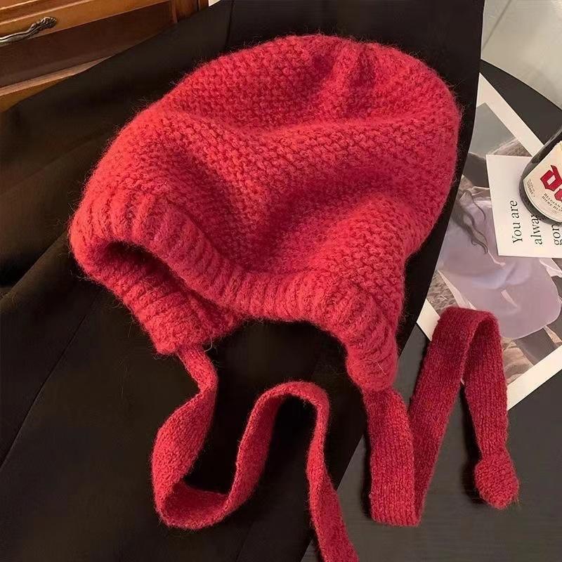 1Pc Autumn And Winter Ear Protection Street Style Knitted Hat Women'S Retro Dual-Use Bag Warm Wool Hat