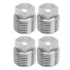 20.8mm 4PCS 316 Stainless Steel Solid Square Head Plug Strong Strength Pipe Fitting for Water Oil Gas