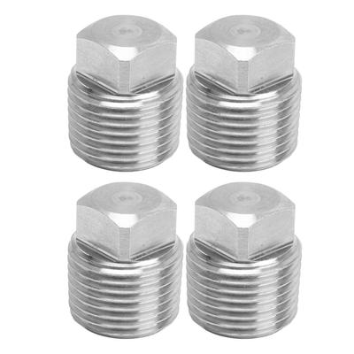 20.8mm 4PCS 316 Stainless Steel Solid Square Head Plug Strong Strength Pipe Fitting for Water Oil Gas