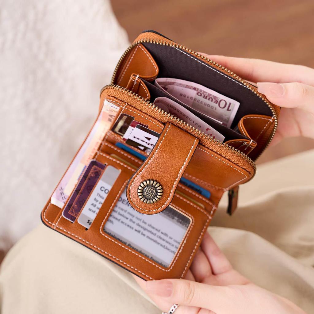 2025 Fashion Women's Cutout Short Wallet with Large Capacity Zipper Coin Purse and Retro Card Holder
