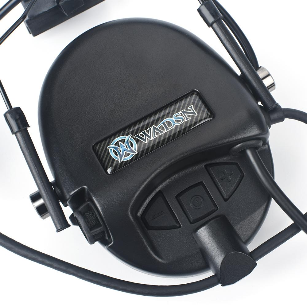 Auriculares de Comunicación Tácticos WADSN con Cancelación Activa de Ruido con Soportes para Casco PTT Supraurales WZ189 Especializado ABS Juego al Aire Libre