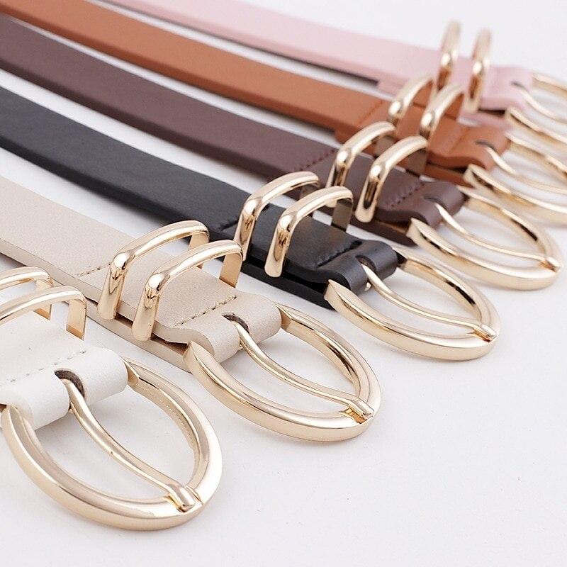 Women's Wide Trouser Belt Leather Belts Metal Buckle Waistband