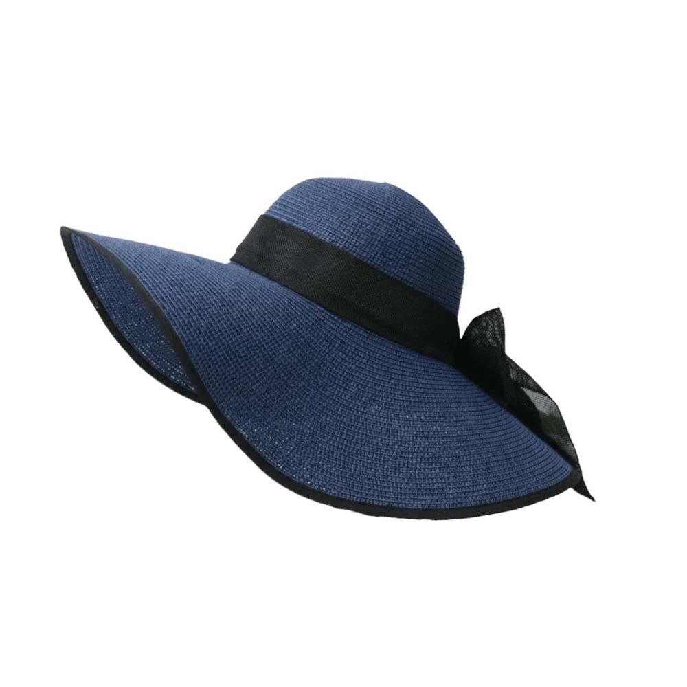 Lightweight Big Brimmed Straw Hat with Lace Ribbon Woven Sun Cap Vacation Beach Cap  Daily