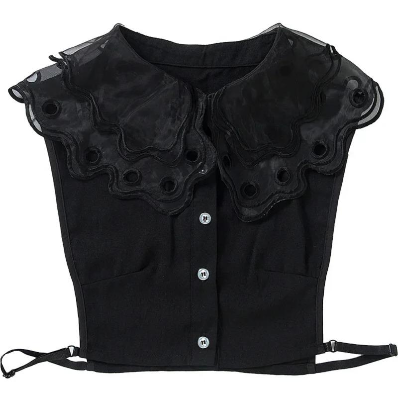 Perfekte Übereinstimmung Damen Großer Revers Falscher Kragen Spitze Weiß Chiffon Falscher Kragen Damen Revershemd Bluse Abnehmbarer Kragen Für Pullover Dekorativ
