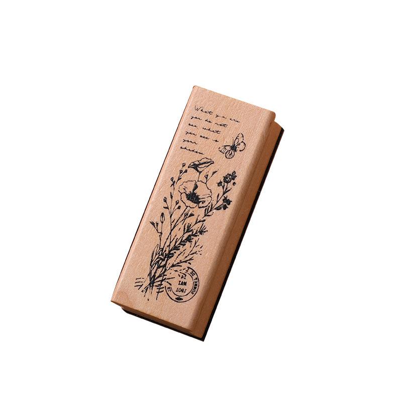 Exquisite Wooden Floral Girl & Plant Journal Stamps - DIY Decoration, 8 Styles