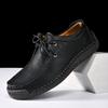 Fashion Fashionable Men's Solid Color Round Toe Lace-Up Casual Shoe Hand-Stitched Lace-Up Walking Shoe Outdoor Retro Trend Driving Shoes