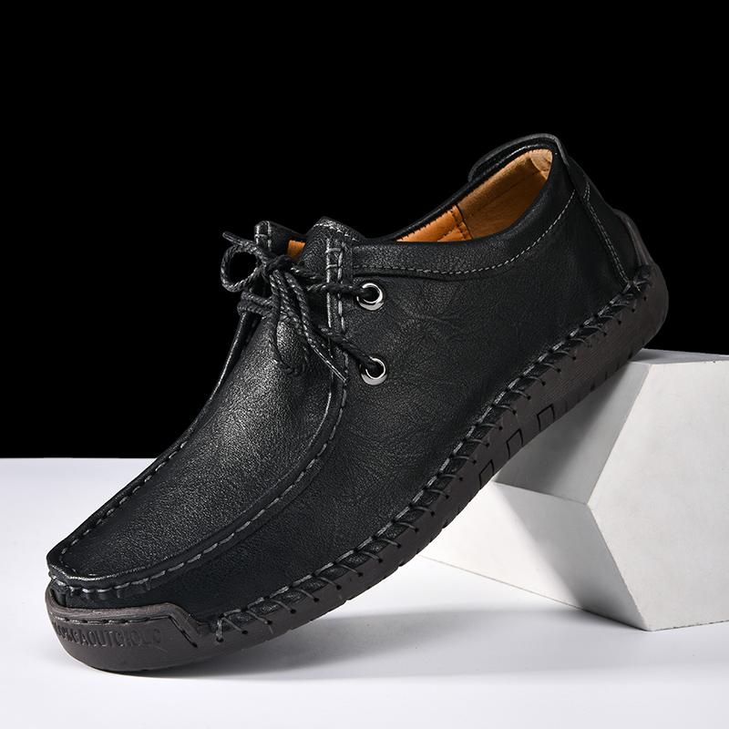 Fashion European Style Genuine Leather Snail Shoes Size 38-48 Mens Wide Comfort Casual Shoes Massage Cushion Sole Walking Driving Shoes