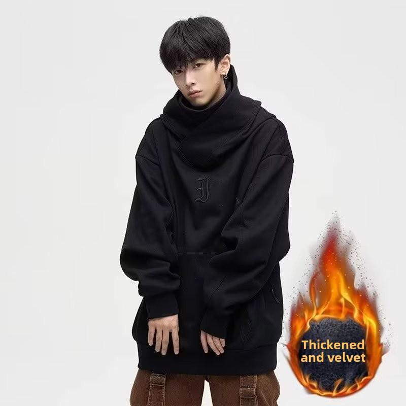 Heavyweight Ninja Society Horror Kapuzenpullover mit hohem Kragen: Samtgefütterter Pullover für Herren/Damen für Herbst und Winter