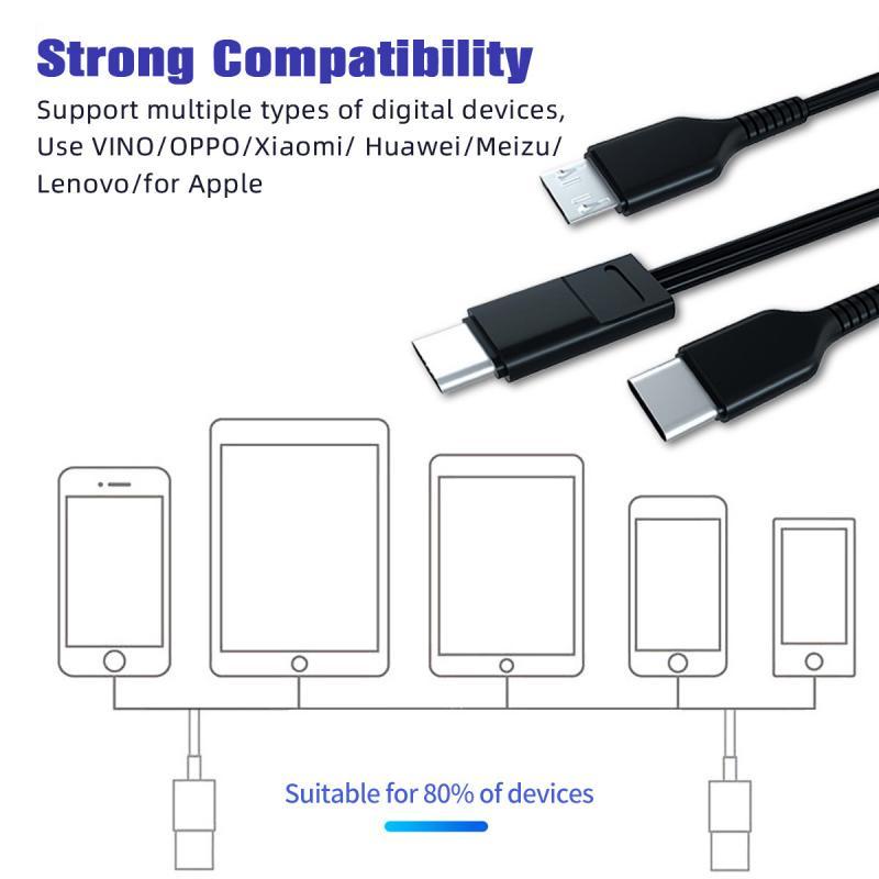 HdoorLink 2 in 1 Micro USB To Type-C Cable Mobile Phone Fast Charging Cable USB C Short Charger Cord For Samsung Huawei