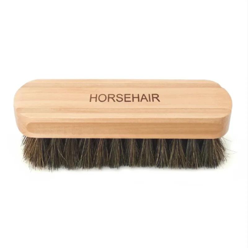 Horsehair Leather Textile Cleaning Brush for Car Interior Furniture Apparel Bag Shine Polishing Brush Auto Wash