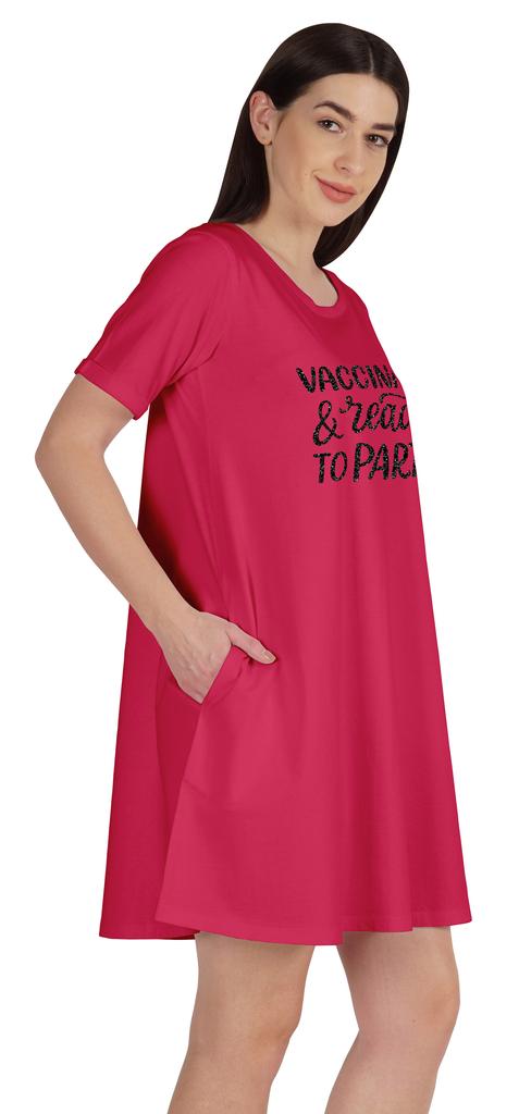 Inkmeso Vaccinated & Ready To Party T-Shirt Casual Scoop Neck Tunic With