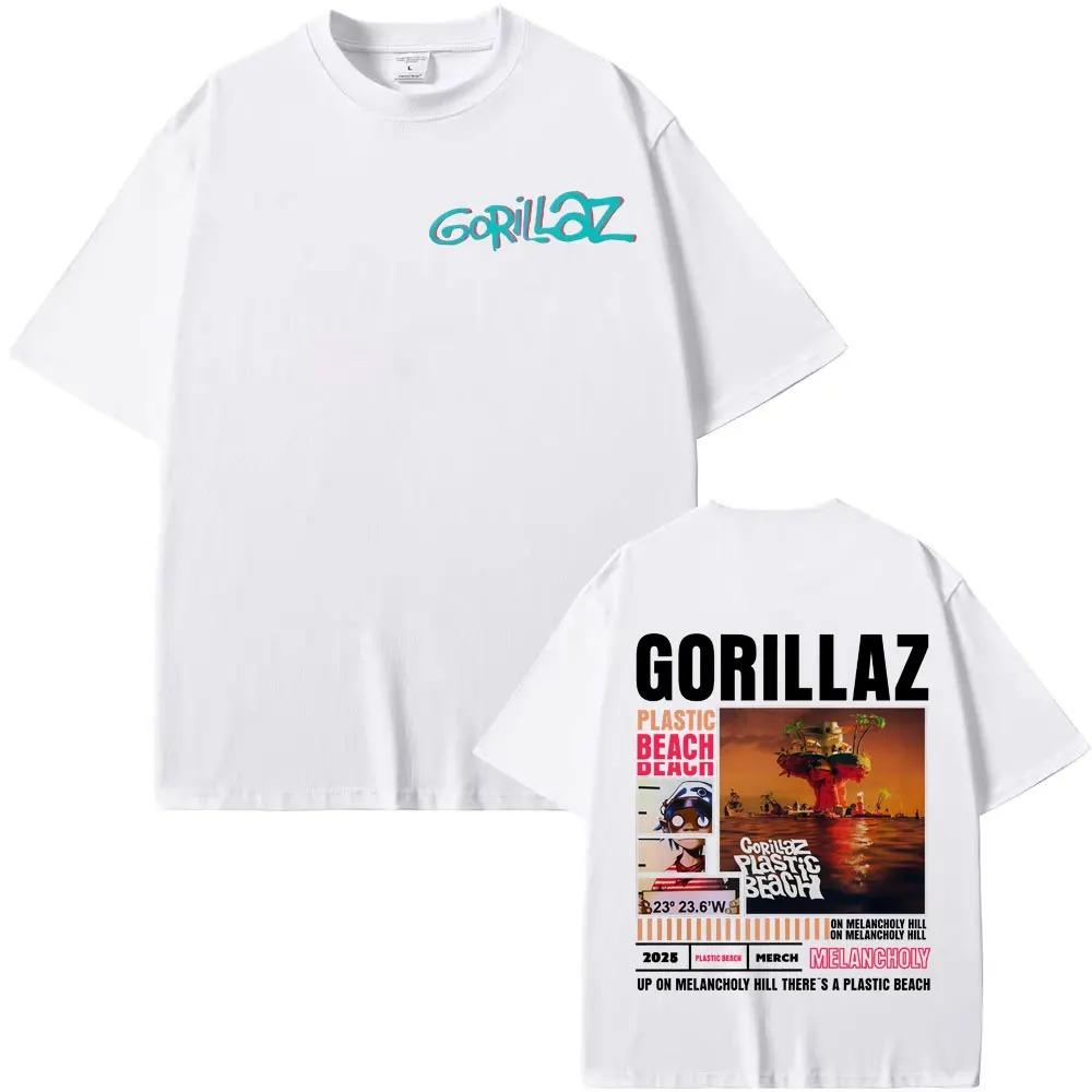 Rock Band Gorillaz Merch Graphic TShirt Unisex Vintage Trendy High Street 100 Cotton Oversized Cartoon Women And Men Tshirt