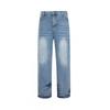 Mens Washed Vintage Denim Jeans Loose Fit Straight Leg Mid-Rise Casual Pants Fall