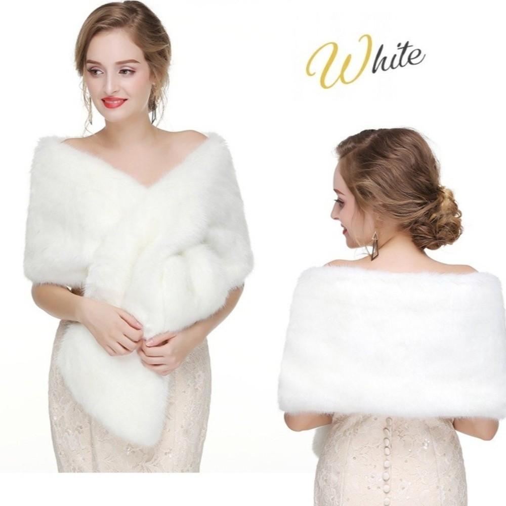 Korean Style Faux Fur Scarves Soft Cloak Bride Shoulder Fake Collar Plush Shawl Ladies/Girls