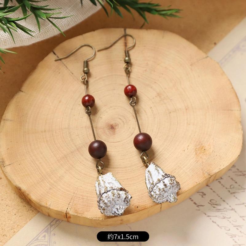 Retro Handmade Plant Fruit Earrings Pine Cone Literature and Art Chinese Medicine Dried Fruit Niche Creative Earrings Women