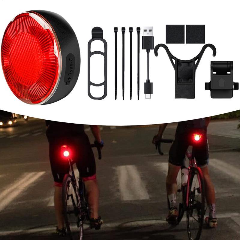 Bike Lights For Night Riding Smart Brake Sensor LED Rear Light Waterproof Rechargeable Taillight With 5 Lighting Modes Warning