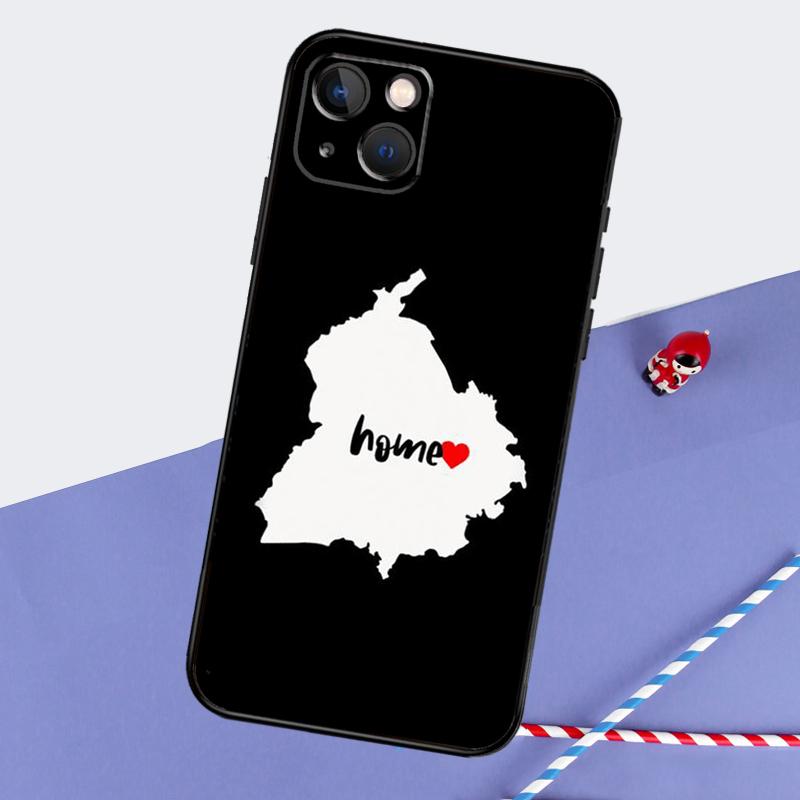 Punjab Map Outline Phone Case For iPhone 16 Pro Max 11 12 13 14 15 Pro Max Mini XR 16 15 Plus 16e Cover Shell