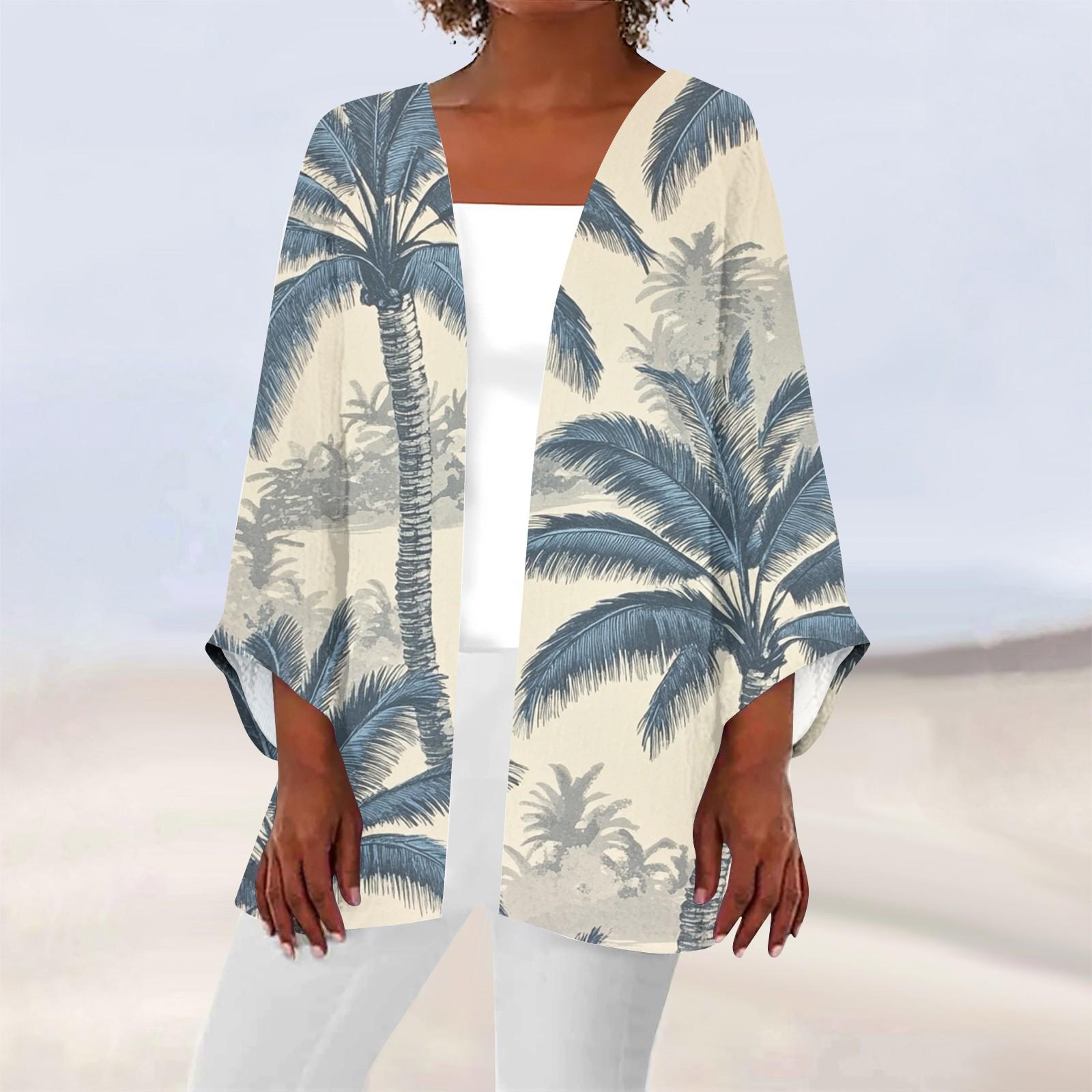 

Женская повседневная модная легкая куртка средней длины с принтом, кардиган L бежевый