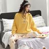 Women's Cartoon Cotton Pajama Set – Long Sleeve, Long Pants, Casual Wear for Spring & Autumn, Wearable Outdoors, Two-Piece.