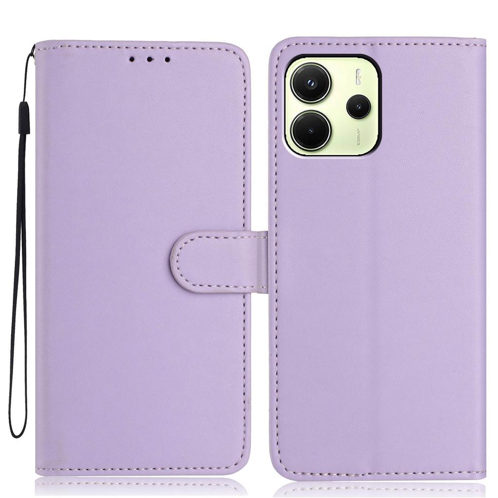 Dla Xiaomi Redmi Note 14 4G (163.25mm) Etui portfelowe z paskiem/Wiele przegródek na karty Jednokolorowe Skórzane Etui z podstawką na telefon