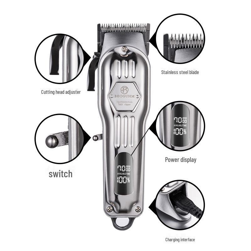 Professional Full Metal Rechargeable Electric Hair Clipper Set for Hairdressing and Shaving