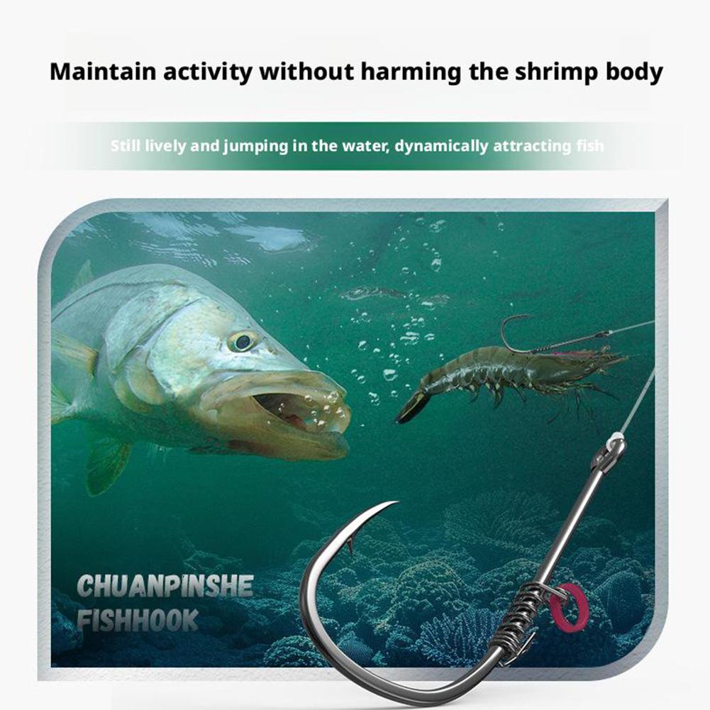 1PC Live Shrimp Fixing Hook Heavy Duty Carbon Steel Barbed Fishhook With Hole Live Bait Holder Carp Fishing Jig Worm Hooks