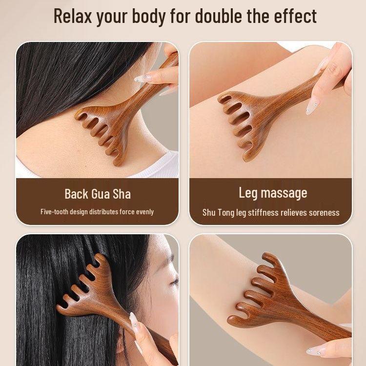 Sandelholz Hirschgeweih Massagekamm: Kopf-, Schulter-, Nacken-, Gesichtsmassagekamm zum Meridian-Ausbaggern & Muskel-Stripping