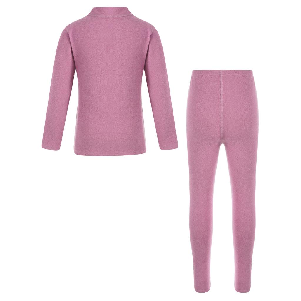 Unisex Kids Thermal Underwear Set Bear Print Mock Neck Long Sleeve Top Elastic Waistband Leggings Children Sleepwear Loungewear